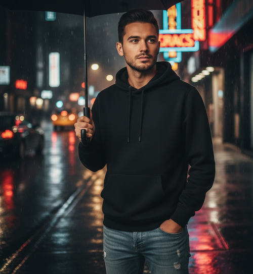 Black Polyester Hoodie – Warm, Soft & Stylish | Unisex Casual Wear for Winter & Everyday Comfort